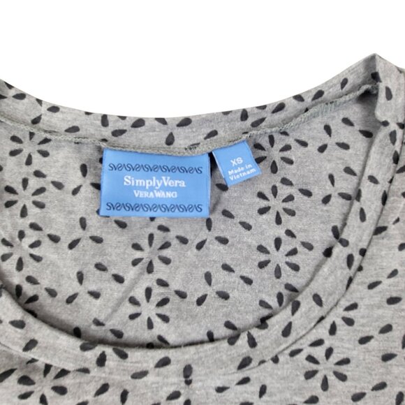 Simply Vera Wang Shirt Gray Floral Burnout Print Ruched T-Shirt Size XS JH1818 - Picture 5 of 9